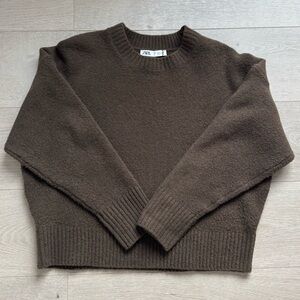Zara Men's Dark Brown Crewneck Sweater